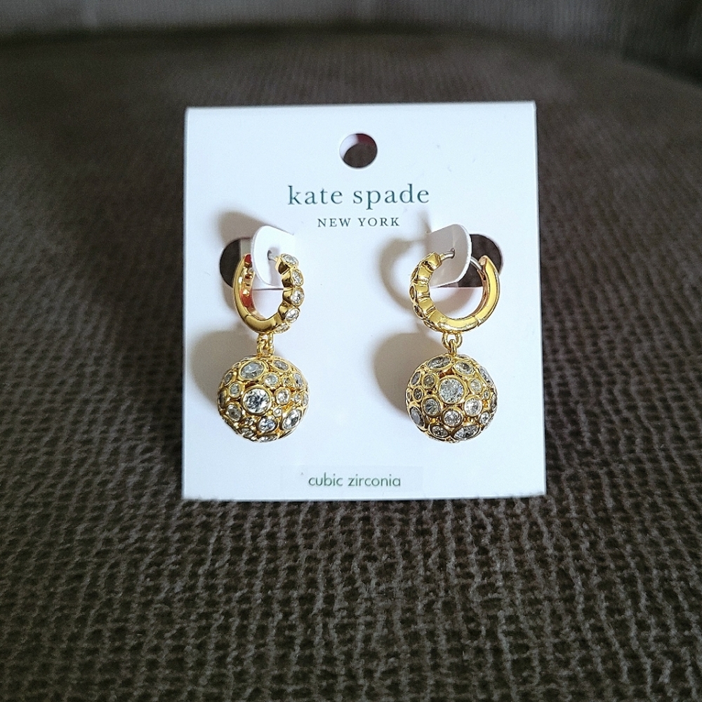 Kate Spade♠️ "On The Dot" Sphere🌎 Huggie🤗 Hoop Earrings - Picture 2 of 16